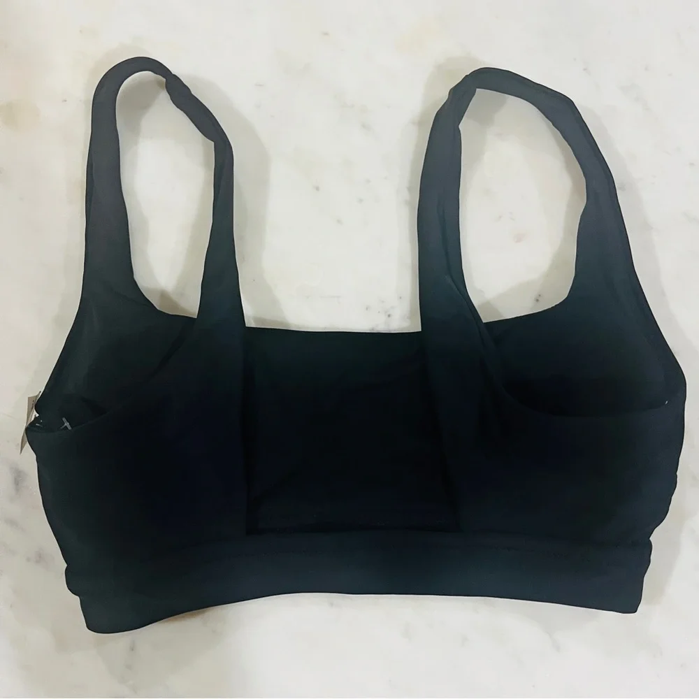 2/$30 Aerie Black Banded Wide Strap Scoop Bikini Top Small NWT
